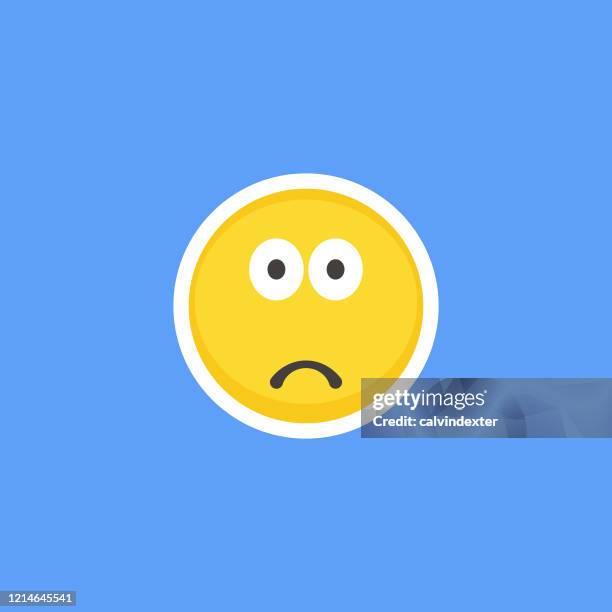 emoticon sticker blue background - serious couple stock illustrations