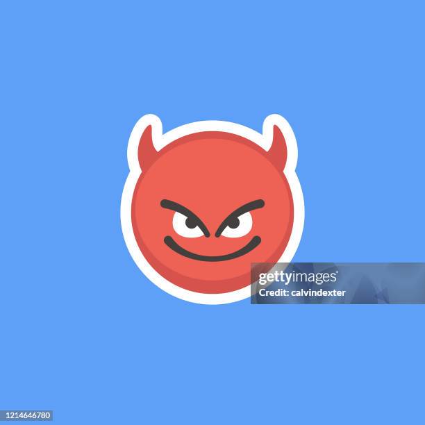 emoticon sticker blue background - friend mischief stock illustrations