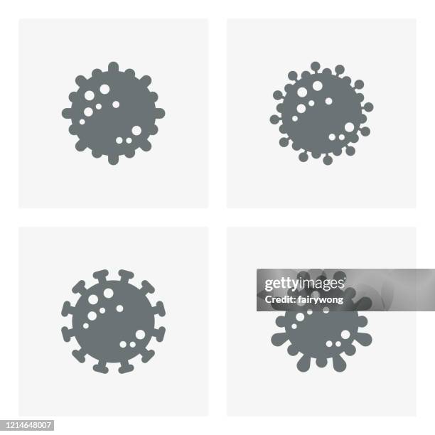 coronavirus bacteria virus cell icons - bacillus-subtilis stock illustrations