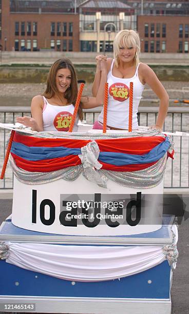 Lucy Pinder and Michelle Marsh during Loaded Magazine 10th Anniversary Celebration - Photocall at Tate Modern Gallery in London, Great Britain.