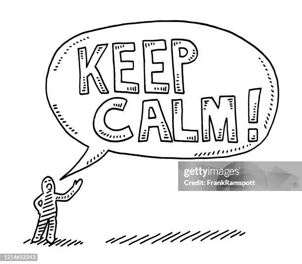keep calm text speech bubble human figure drawing - the unexpected stock illustrations