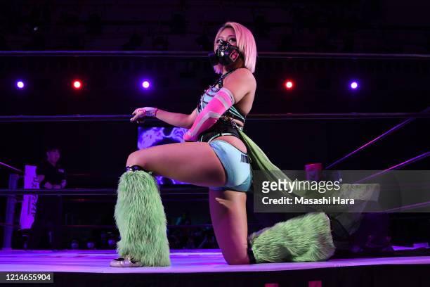 Hana Kimura looks on during the Women's Pro-Wrestling Stardom 'Cinderella Tournament' at Korakuen Hall on March 24, 2020 in Tokyo, Japan.