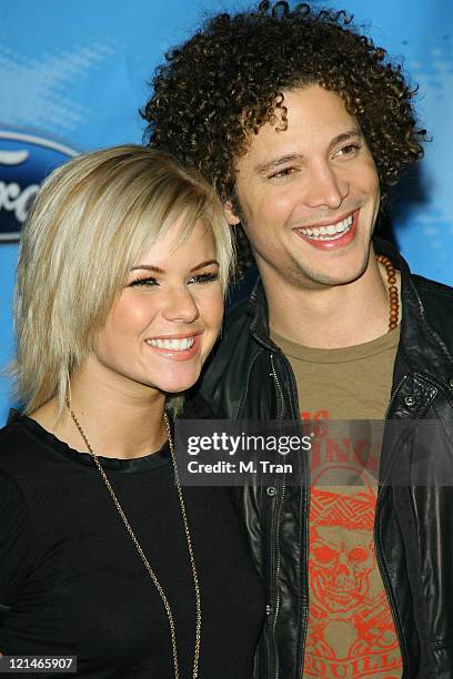 Kimberly Caldwell and Justin Guarini during American Idol Celebrates the Top 12 Contestants at Astra West - Pacific Design Center in West Hollywood,...