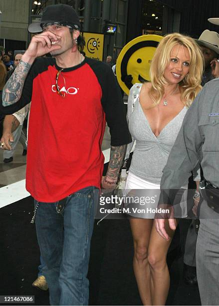 Tommy Lee, Pamela Anderson during Pamela Anderson Launches "Lunettes" Eyewear at The International Vision Expo East at The Javits Center in New York,...