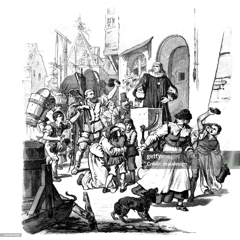 Scene from a medieval city with Nobleman