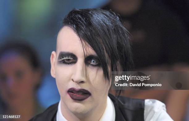 Marilyn Manson during Marilyn Manson and Franz Ferdinand Visit Fuse's "Daily Download" - September 10, 2004 at Fuse Studios in New York City, New...