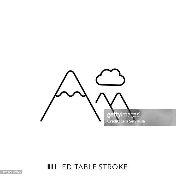 mountain line icon with editable stroke and pixel perfect. - mountain range outline stock illustrations