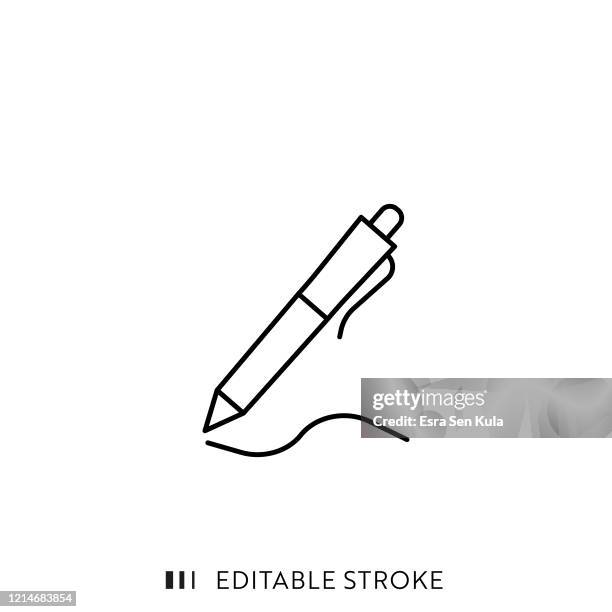 stiftlinie icon mit editierbaren strich und pixel perfekt. - unterschrift stock-grafiken, -clipart, -cartoons und -symbole
