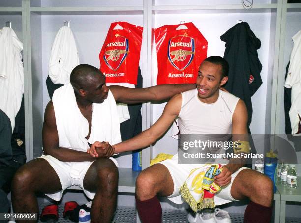 Sol Campbell and Thierry Henry of Arsenal after the Champions League semi final, 2nd leg, match between Villarreal and Arsenal on April 25, 2006 in...