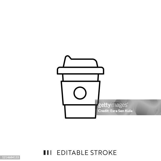 illustrazioni stock, clip art, cartoni animati e icone di tendenza di icona della linea della tazza di caffè da accaparre con tratto modificabile e pixel perfetto. - bar counter