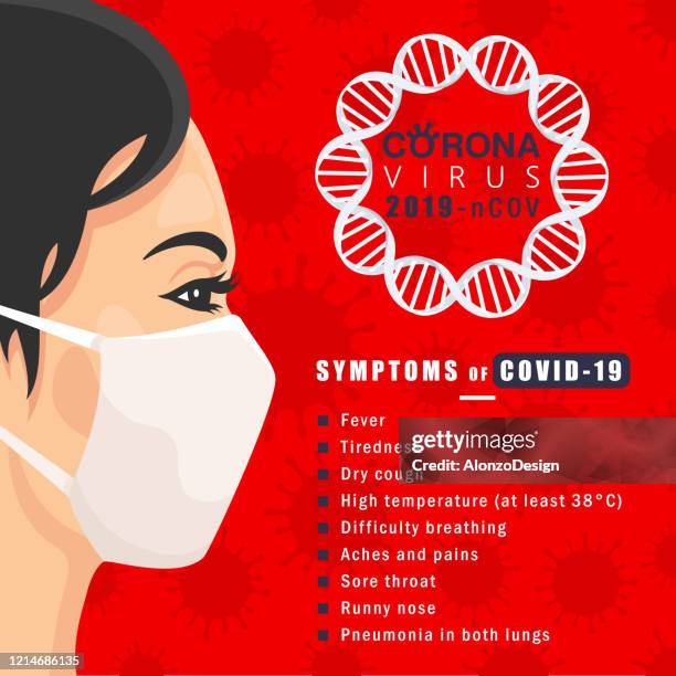 ilustraciones, imágenes clip art, dibujos animados e iconos de stock de enfermedad del coronavirus. síntomas y prevención contra virus e infecciones. - woman blowing nose