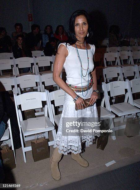 Padma Lakshmi-Rushdie during Olympus Fashion Week Fall 2005 - Joseph Abboud - Front Row and Backstage at Bryant Park in New York City, New York,...