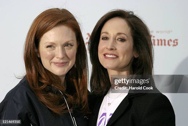 Julianne Moore and Lilly Tartikoff during 8th Annual REVLON Run/Walk for Women at Times Square in New York City, New York, United States.