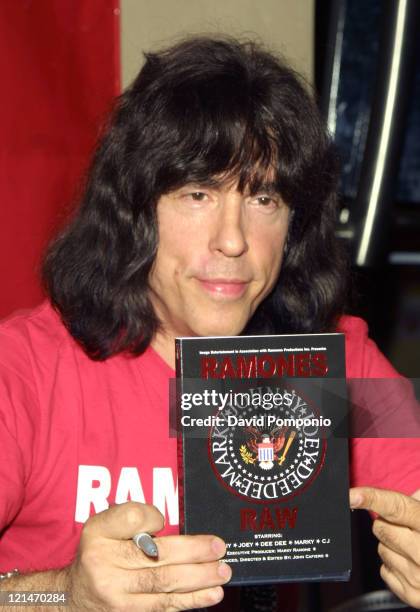 Marky Ramone of The Ramones during Marky Ramone Signs Copies of "Ramones Raw" DVD - September 29, 2004 at Virgin Megastore - Times Square in New...