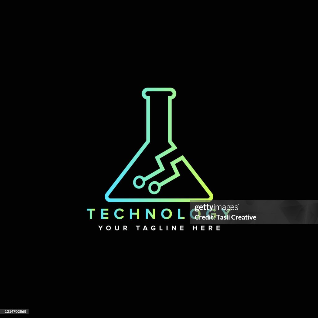 Abstract Science Flask Lab Technology Logo Design Template High-Res ...