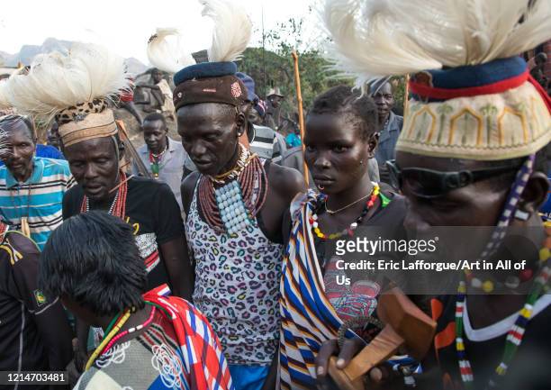 Larim tribe groom and bride during their wedding, Boya Mountains, Imatong, South Sudan on February 8, 2020 in Imatong, South Sudan.
