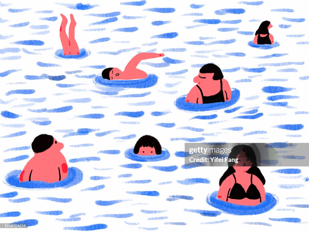 Pool Drawing Person Illustration Of People Swimming In Pool High-Res Stock Photo - Getty Images