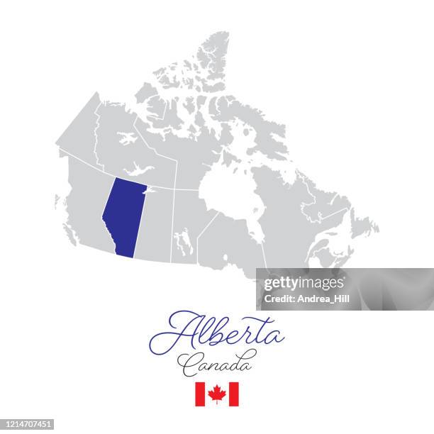 stockillustraties, clipart, cartoons en iconen met alberta in canada vector kaart illustratie - alberta