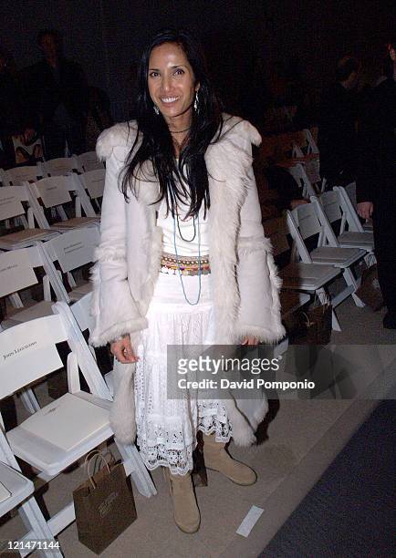 Padma Lakshmi-Rushdie during Olympus Fashion Week Fall 2005 - Joseph Abboud - Front Row and Backstage at Bryant Park in New York City, New York,...