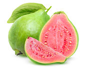 Isolated pink fleshed cut guava