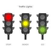 Traffic Light Icon Flat Design on White Background.