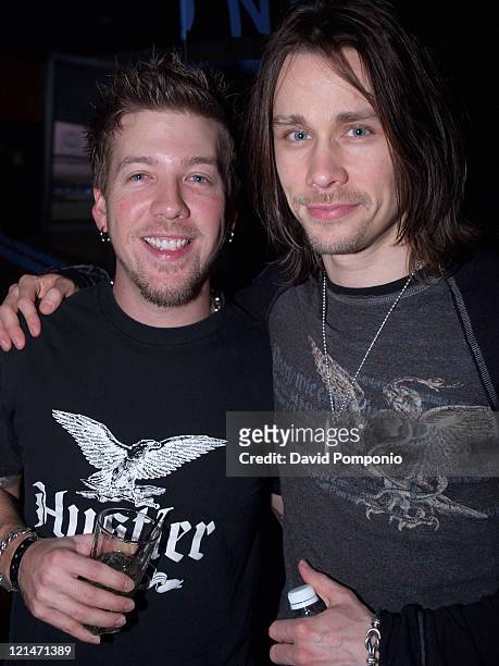 Scott Phillips and Myles Kennedy of Alter Bridge during 3 Doors Down "Seventeen Days" Album Release Party at Crash Mansion in New York City, New...