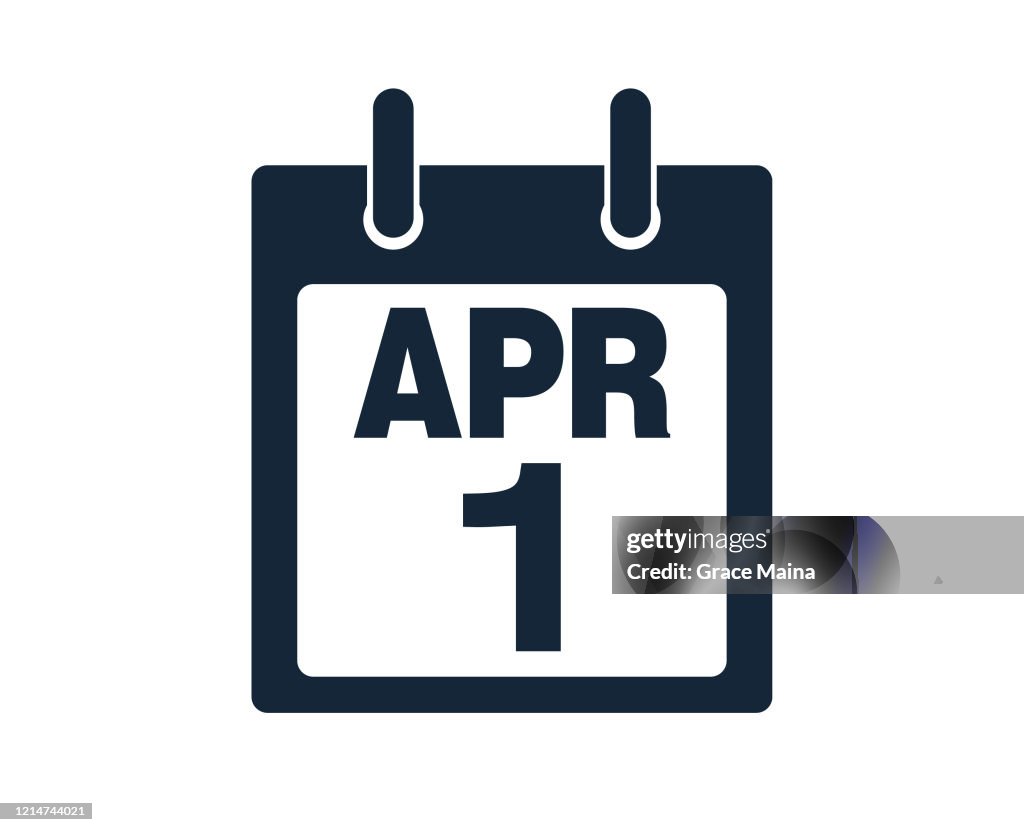 1st April Calendar Icon Stock Vector Illustration
