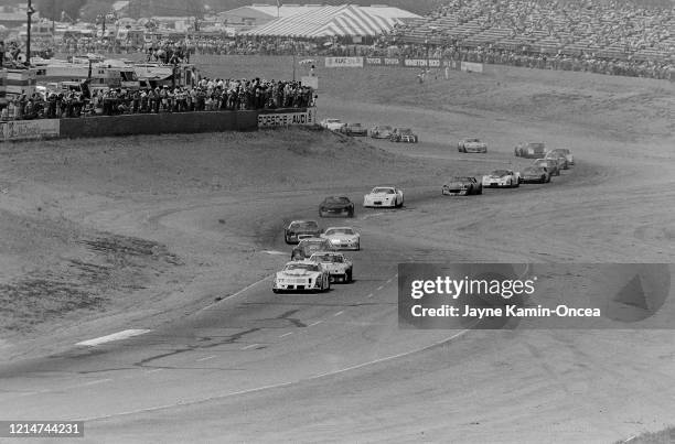 General view of cars racing during the1981 Winston Western 500 at Riverside International Raceway January 11 Riverside, California.