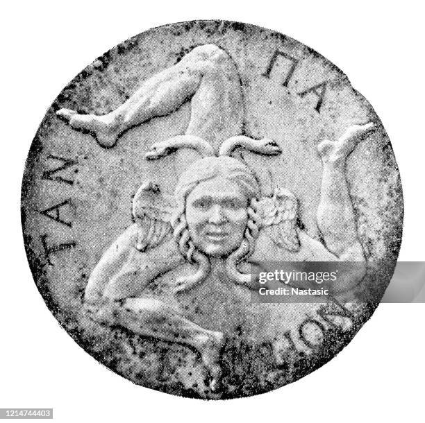 trinacria,the symbol og sicily ,in palermo - catania stock illustrations