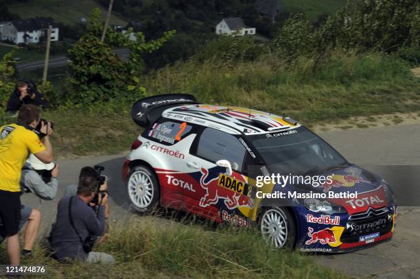 Sebastien Ogier of France and Julien Ingrassia of France compete in their Citroen Total WRT Citroen DS3 WRC during Day1 of the WRC Rally of Germany...