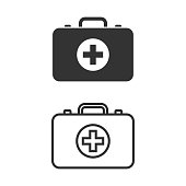 First Aid Kit and Med Kit Icon Vector Design on White Background.