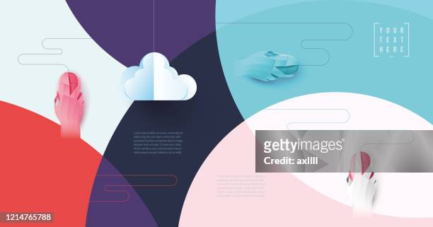 digital networking cloud computing - origami background stock illustrations