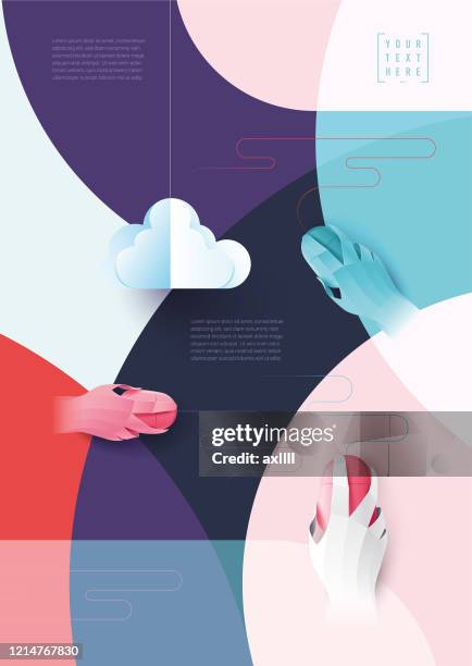 digital networking cloud computing - vertical process graphic stock illustrations
