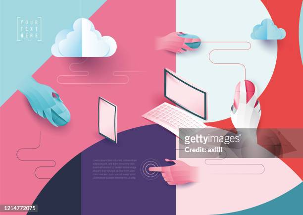 illustrazioni stock, clip art, cartoni animati e icone di tendenza di cloud computing di rete digitale - pagina web