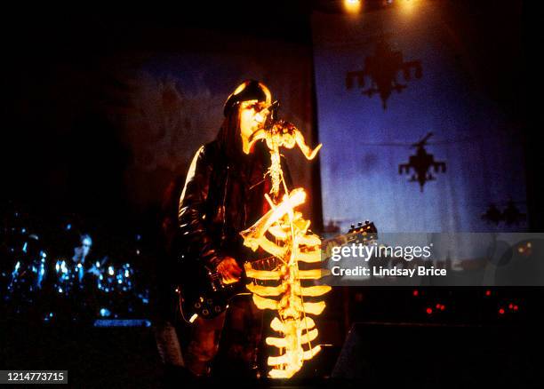 Ministry performs at the Universal Amphitheatre in Los Angeles on December 27, 1992 in Los Angeles.