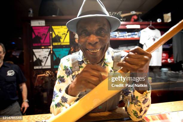 Portrait of American Blues musician Buddy Guy at his nightclub, Buddy Guy's Legends, Chicago, Illinois, January 16, 2020.