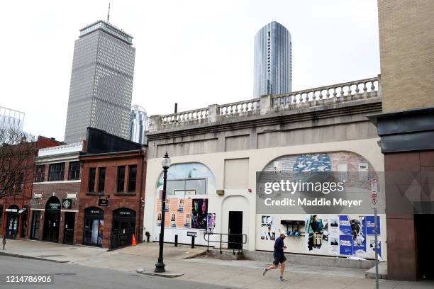 View of an unusually quiet Newbury Street on March 25, 2020 in Boston, Massachusetts. A “stay at home” order was put into effect by Governor Charlie...