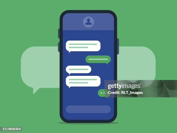 帶有短信螢幕的插圖智慧手機 - online messaging 幅插畫檔、美工圖案、卡通及圖標