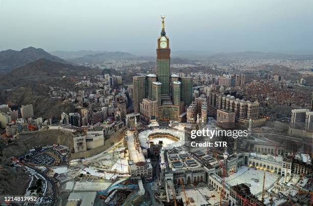 This picture taken on May 24, 2020 during the early hours of Eid al-Fitr, the Muslim holiday which starts at the conclusion of the holy fasting month...