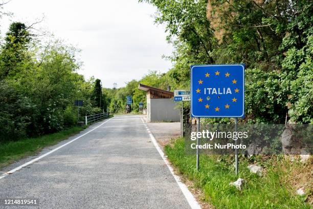 View of one of the closed border between Italy and Slovenia. Due to the Covid-19 emergency, Slovenia has shut down some of its borders crossing with...
