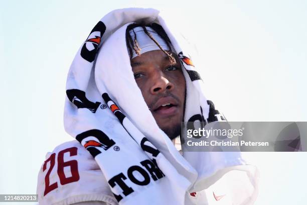 Safety Bryce Beekman of the Washington State Cougars watches from the sidelines during the first half of the NCAAF game against the Arizona State Sun...