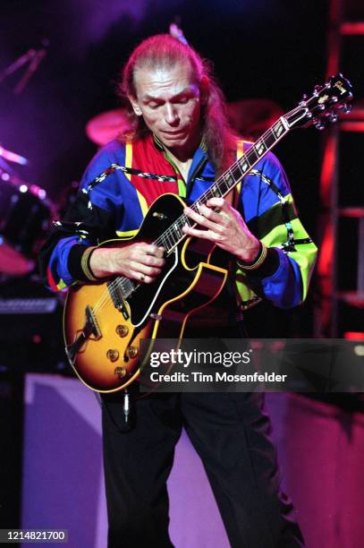 Steve Howe of Yes performs at Shoreline Amphitheatre on August 8, 1991 in Mountain View, California.