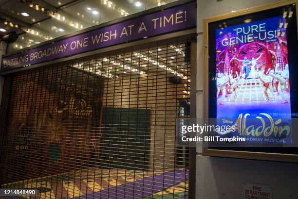 Marh 25: MANDATORY CREDIT Bill Tompkins/Getty Images Aladdin Broadway musical closure due to the coronavirus COVID-19 pandemic on March 25, 2020 in...