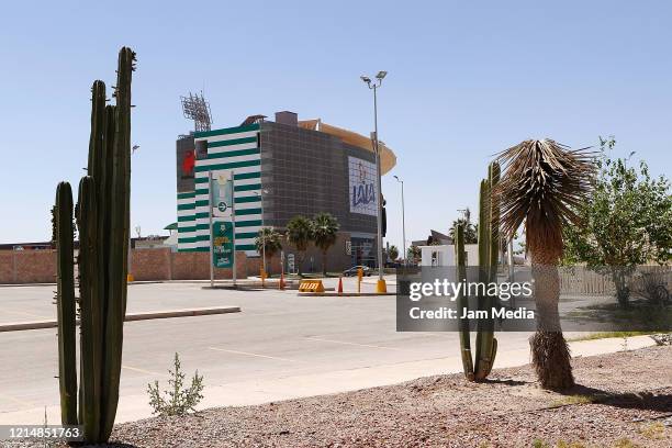 General view of the exterior of the Corona stadium during the suspension period as a preventive measure against the spread of coronavirus on March...
