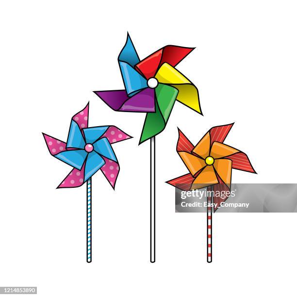 vector illustration of pinwheel isolated on white background. - electric fan paper stock illustrations