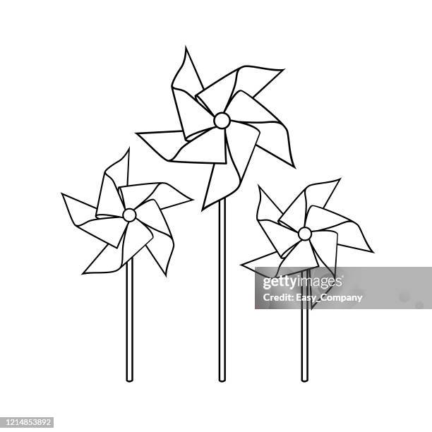 illustrations, cliparts, dessins animés et icônes de illustration de vecteur de la roue de pinwheel isolée sur le fond blanc pour le livre de coloriage d’enfants. - moulin à vent picto