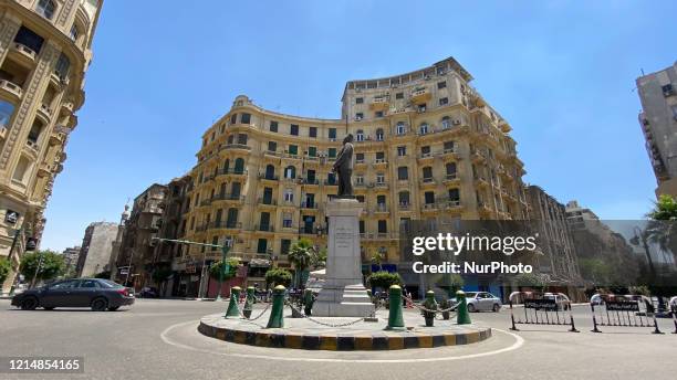 Tala't Harb Square in Cairo DownTown, Egypt, on May 25, 2020 on the first day of the Muslim holiday of Eid al-Fitr, which comes after the end of the...