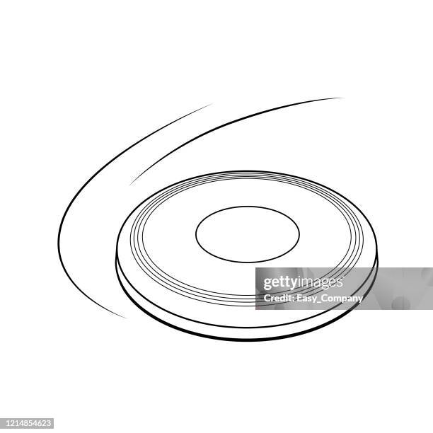 vector illustration of frisbee isolated on white background for kids coloring book. - frisbee stock illustrations