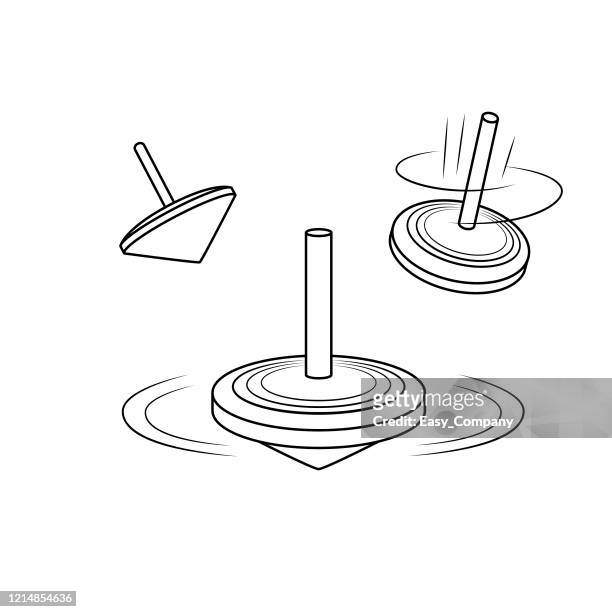 vector illustration of top isolated on white background for kids coloring book. - spinning top stock illustrations