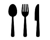 Spoon, fork and knife illustration set